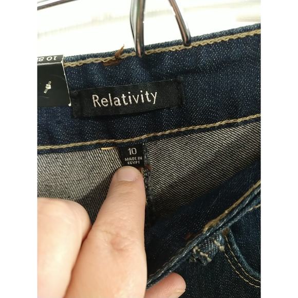 Relatively Woman 10P Jeans Dark Water Grunge Straight Stretch Slightly Below... - Picture 8 of 10